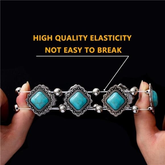 Turquoise Beaded Stretch Bracelets Bohemian Stackable - Picture 3 of 7